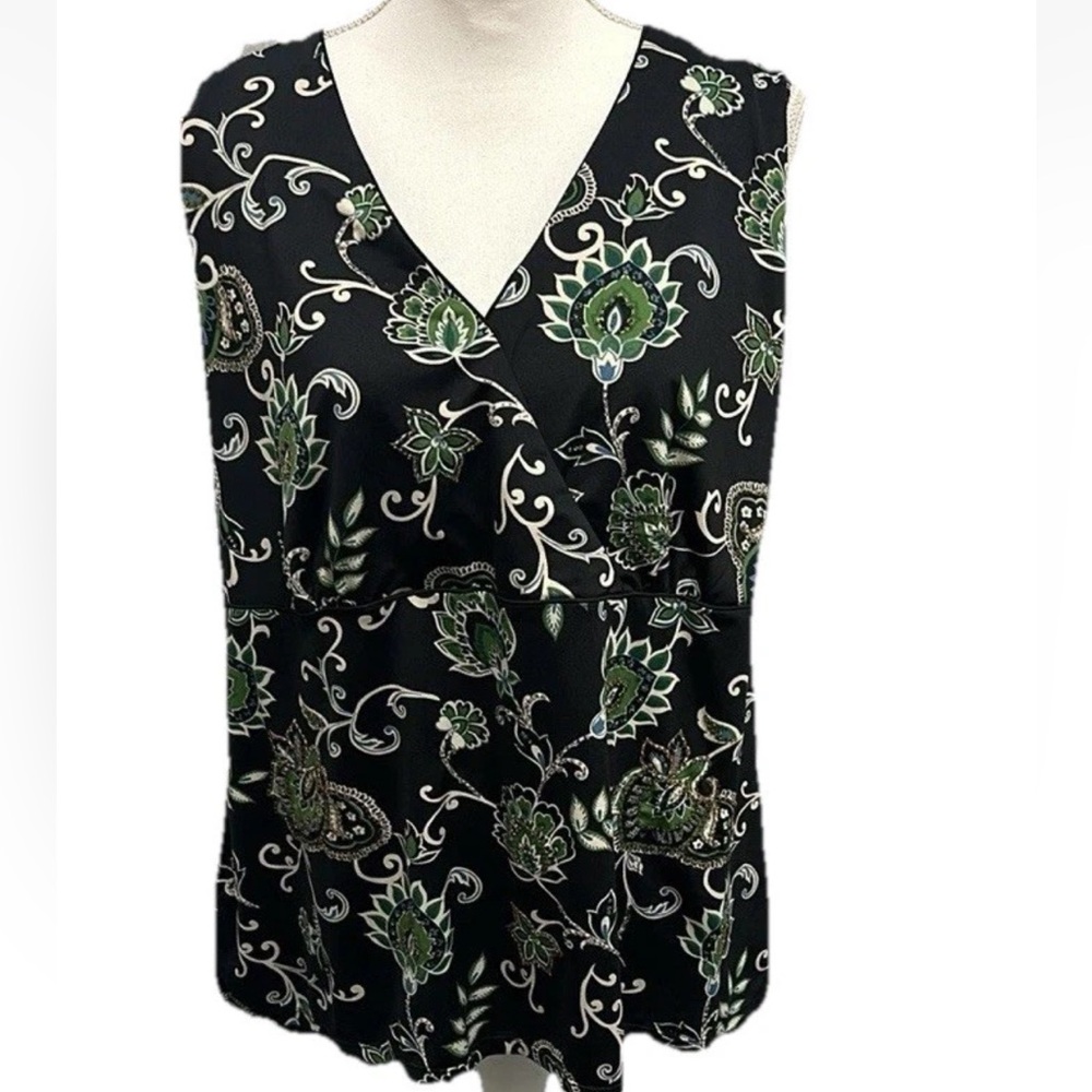 Plus Size INC Paisley Floral Tank Blouse Size 3X 90s‎ Sequins Stretch